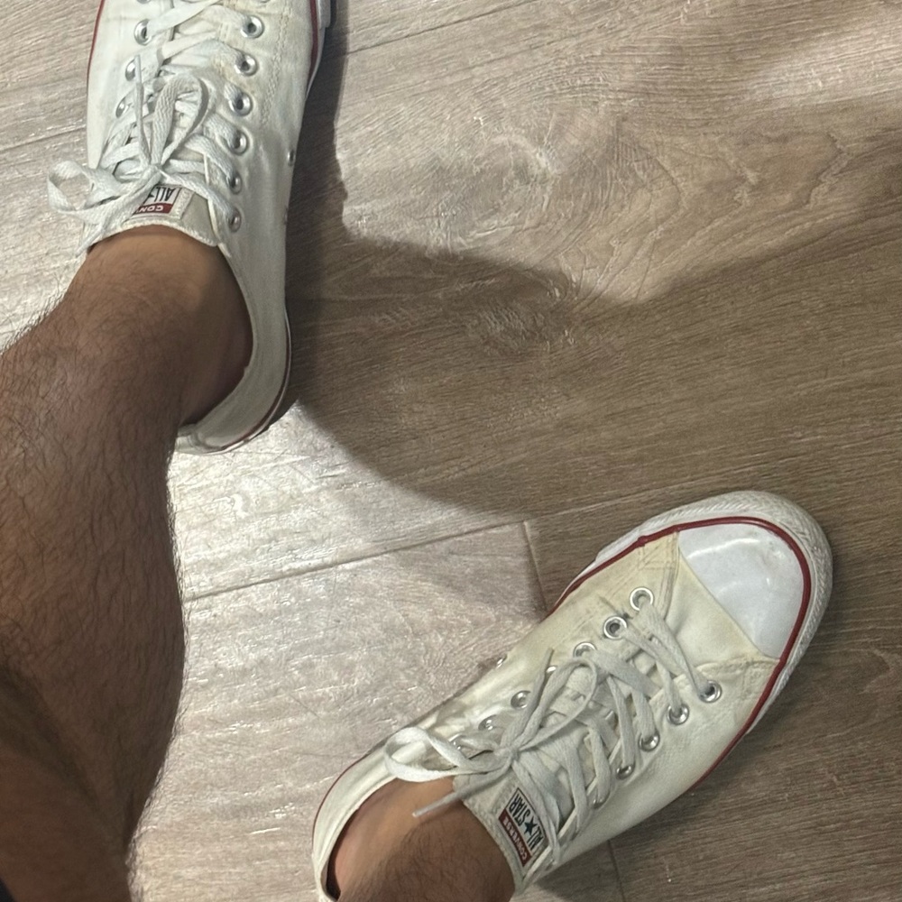 Converse White Sneakers with Red Trim